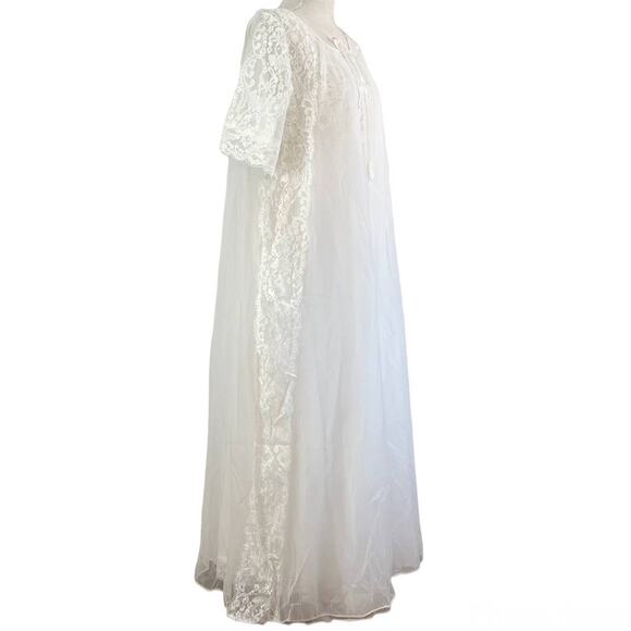 Vintage 60's Negligee Set Maxi White Lace Wedding Trousseau Lingerie Bridal - Picture 5 of 8